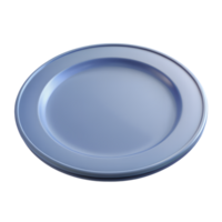 Blank blue plate. isolated 3D icon on transparent background png