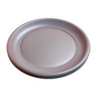 Blank silver plate. isolated 3D icon on transparent background png
