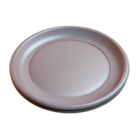 Blank silver plate. isolated 3D icon on transparent background png