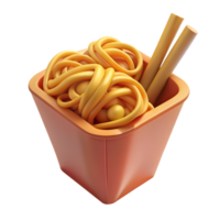 3D icon of Asian noodles with sticks. Streetfood on transparent background png