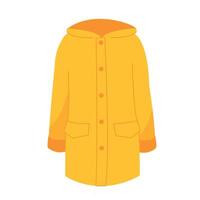 Raincoat icon, Flat design of rain coat clothing. Rain protecting wear. Isolated, kids autumn, fall print element, seasonal warm, cozy clothes. vector