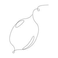 Lemon in continuous line art drawing style. Whole lemon minimalist black linear sketch isolated on white background. illustration vector