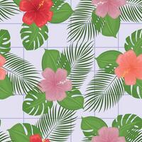 Beautiful seamless Summer Vacation pattern on light background. Summer plants, hand drawn style, Design for fashion, fabric, textile, and prints. Seamless pattern in swatches. vector