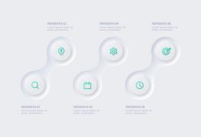 neumorfo diagrama de flujo infografía. creativo concepto para infografía con 6 6 pasos, opciones, partes o procesos. modelo para diagrama, grafico, presentación y cuadro. vector