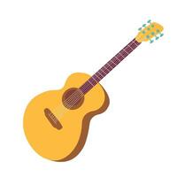 Classical Guitar. Flat Design Illustration Of Hand Drawn Acoustic Guitar. Illustration isolated on white background. Element for print, banner, card, brochure, logo. vector