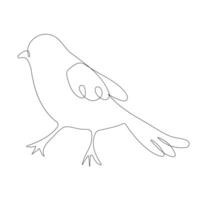 One line bird design silhouette. Hand drawn minimalism style isolated on white background. illustration vector