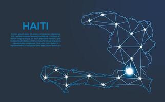 Haití comunicación red mapa. bajo escuela politécnica imagen de un global mapa con luces en el formar de ciudades mapa en el formar de un constelación, mudo y estrellas vector