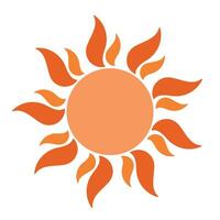 Sun icon with rays in minimalistic style. Orange illustration isolated on white background. design element for project, banner, invitation. vector