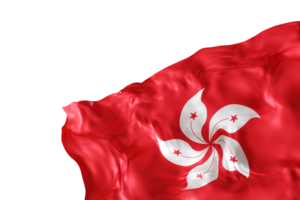 Realistic flag of Hong Kong with folds, on transparent background. Footer, corner design element. Cut out. Perfect for patriotic themes or national event promotions. Empty, copy space. 3D render png