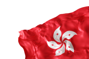 realistisch Flagge von Hong kong mit Falten, auf transparent Hintergrund. Fusszeile, Ecke Design Element. Schnitt aus. perfekt zum patriotisch Themen oder National Veranstaltung Werbeaktionen. leer, Kopieren Raum. 3d machen png