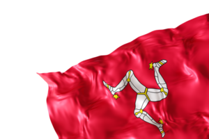 Realistic flag of Isle of Man with folds, on transparent background. Footer, corner design element. Cut out. Perfect for patriotic themes or national event promotions. Empty, copy space. 3D render png