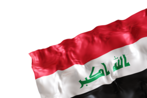 realistisch Flagge von Irak mit Falten, auf transparent Hintergrund. Fusszeile, Ecke Design Element. Schnitt aus. perfekt zum patriotisch Themen oder National Veranstaltung Werbeaktionen. leer, Kopieren Raum. 3d machen png