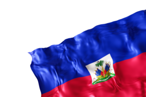 Realistic flag of Haiti with folds, on transparent background. Footer, corner design element. Cut out. Perfect for patriotic themes or national event promotions. Empty, copy space. 3D render png