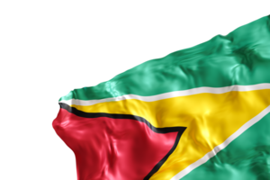 Realistic flag of Guyana with folds, on transparent background. Footer, corner design element. Cut out. Perfect for patriotic themes or national event promotions. Empty, copy space. 3D render png