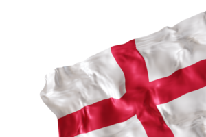 Realistic flag of England with folds, on transparent background. Footer, corner design element. Cut out. Perfect for patriotic themes or national event promotions. Empty, copy space. 3D render. png