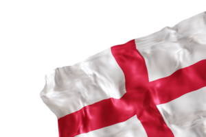 realista bandeira do Inglaterra com dobras, em transparente fundo. rodapé, canto Projeto elemento. cortar fora. perfeito para patriótico temas ou nacional evento promoções. vazio, cópia de espaço. 3d renderizar. png