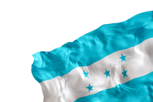 Realistic flag of Honduras with folds, on transparent background. Footer, corner design element. Cut out. Perfect for patriotic themes or national event promotions. Empty, copy space. 3D render png