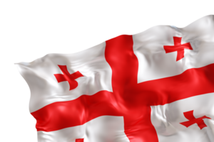Realistic flag of Georgia with folds, on transparent background. Footer, corner design element. Cut out. Perfect for patriotic themes or national event promotions. Empty, copy space. 3D render png