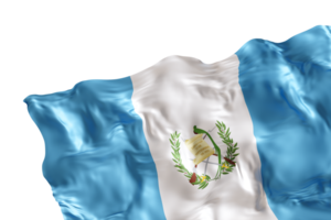 Realistic flag of Guatemala with folds, on transparent background. Footer, corner design element. Cut out. Perfect for patriotic themes or national event promotions. Empty, copy space. 3D render png