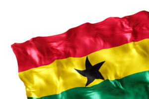 realistisch Flagge von Ghana mit Falten, auf transparent Hintergrund. Fusszeile, Ecke Design Element. Schnitt aus. perfekt zum patriotisch Themen oder National Veranstaltung Werbeaktionen. leer, Kopieren Raum. 3d machen png