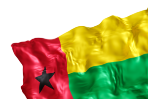 réaliste drapeau de Guinée Bissau avec plis, sur transparent Contexte. bas de page, coin conception élément. Couper dehors. parfait pour patriotique thèmes ou nationale un événement promotions. vide, copie espace. 3d rendre png