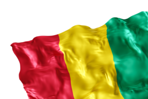 Realistic flag of Guinea with folds, on transparent background. Footer, corner design element. Cut out. Perfect for patriotic themes or national event promotions. Empty, copy space. 3D render png