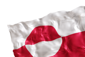 Realistic flag of Greenland with folds, on transparent background. Footer, corner design element. Cut out. Perfect for patriotic themes or national event promotions. Empty, copy space. 3D render png
