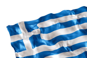 realistisch vlag van Griekenland met vouwen, Aan transparant achtergrond. voettekst, hoek ontwerp element. besnoeiing uit. perfect voor patriottisch thema's of nationaal evenement promoties. leeg, kopiëren ruimte. 3d geven png