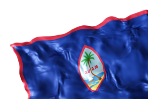 Realistic flag of Guam with folds, on transparent background. Footer, corner design element. Cut out. Perfect for patriotic themes or national event promotions. Empty, copy space. 3D render png