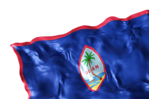 realista bandeira do guam com dobras, em transparente fundo. rodapé, canto Projeto elemento. cortar fora. perfeito para patriótico temas ou nacional evento promoções. vazio, cópia de espaço. 3d render png