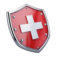 Generated AI Shield with cross depicting health security isolated on transparent background png