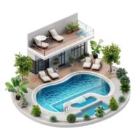 Generated AI Summer Travel Resort Swimming Pool,summer Day,holiday, isolated on transparent background png