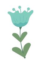 Beautiful light blue flower isolated on white background. graphics. Artwork design element. Cartoon design for poster, icon, card, logo, label. vector