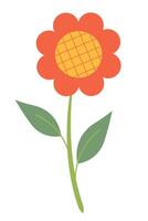 Beautiful yellow and orange flower isolated on white background. graphics. Artwork design element. Cartoon design for poster, icon, card, logo, label. vector