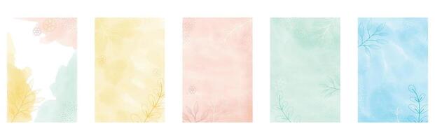 Watercolor abstract backgrounds, . Set of creative minimalist hand painted illustrations for wall decoration. Pastel colors. vector
