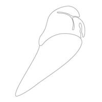 Outline ice cream one line continuous drawing illustration. Hand drawn linear silhouette icon. Minimal outline design element for print, banner, card, brochure, logo, menu. vector