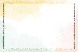Watercolor light spring abstract horizontal template, digital painting. Hand painted abstract watercolor background with golden frame, illustration vector