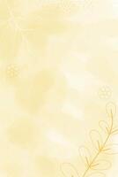 Watercolor light yellow spring vertical abstract background, digital painting. Hand painted abstract watercolor background with flowers and leaves, illustration vector