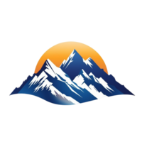 Generated AI Flat sunset and mountain isolated on transparent background png