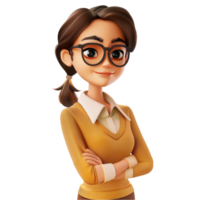 generado ai 3d dibujos animados mujer personaje o aislado en transparente antecedentes png