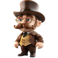 Generated AI Dapper man with top hat and villainous mustache isolated on transparent background png