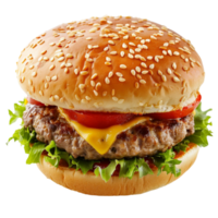 Generated AI Hamburger ,Junk Food isolated on transparent background png