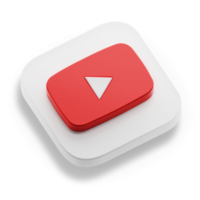 youtube app 3d concept logo icon isometric with round corner square base in transparent background isolated png