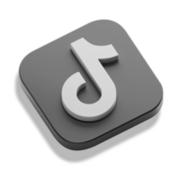 Tick tack social media app 3d begrepp logotyp ikon isometrisk med runda hörn fyrkant bas i transparent bakgrund isolerat png