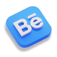 Behance Designer App 3d Konzept Logo Symbol isometrisch mit runden Ecke Platz Base im transparent Hintergrund isoliert png