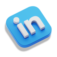 linkedin profissional aplicativo 3d conceito logotipo ícone isométrico com volta canto quadrado base dentro transparente fundo isolado png