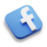 facebook social media app 3d concept logo icon isometric with round corner square base in transparent background isolated png