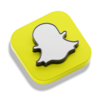 snapchat chat app 3d concept logo icon isometric with round corner square base in transparent background isolated png