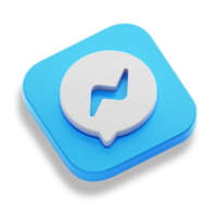 messenger message chat app 3d concept logo icon isometric with round corner square base in transparent background isolated png