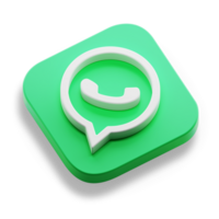 whatsapp chat app 3d concept logo icon isometric with round corner square base in transparent background isolated png